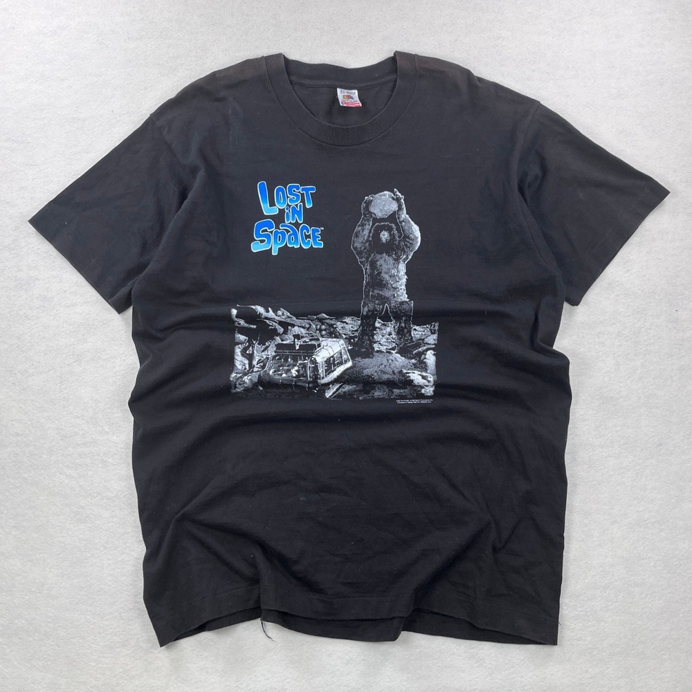 Vintage 90s Lost In Space T Shirt Mens XL Black Cyclops Graphic Sci-Fi USA Made - Picture 2 of 8
